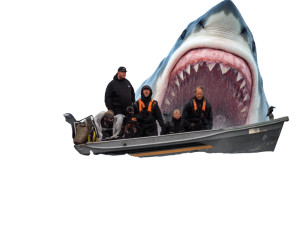 Megalodon Fishing Scene Vinyl Car Decal Sticker – Waterproof & UV-Resistant Megalodon Fishing Scene Vinyl Car Decal Sticker – Waterproof & UV-Resistant