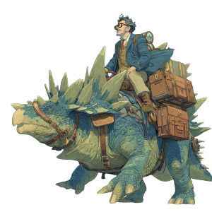 Man Riding Stegosaurus Vinyl Car Decal Sticker – Waterproof & UV-Resistant 