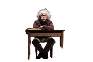 Sad Einstein At Desk Vinyl Car Decal Sticker – Waterproof & UV-Resistant 