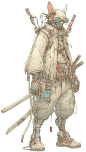 Cyberpunk Samurai Bat Vinyl Car Decal Sticker – Waterproof & UV-Resistant 