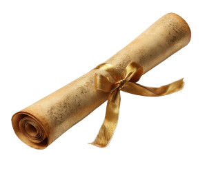 Golden Parchment Scroll Vinyl Car Decal Sticker – Waterproof & UV-Resistant 