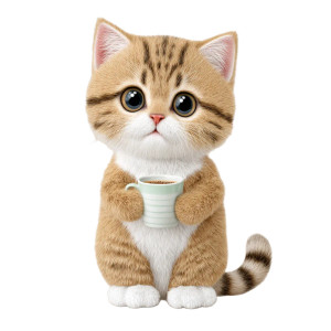 Kitten With Coffee Vinyl Car Decal Sticker – Waterproof & UV-Resistant Kitten With Coffee Vinyl Car Decal Sticker – Waterproof & UV-Resistant
