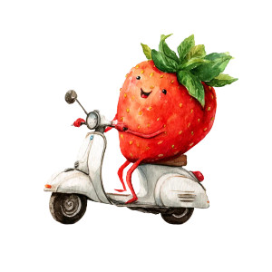 Strawberry Scooter Vinyl Car Decal Sticker – Waterproof & UV-Resistant 