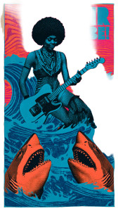 Futuristic Mermaid Guitarist Vinyl Car Decal Sticker – Waterproof & UV-Resistant 