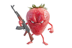 Angry Strawberry Warrior Vinyl Car Decal Sticker – Waterproof & UV-Resistant 