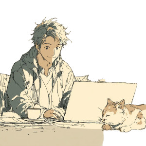 Anime-Style Man Working Vinyl Car Decal Sticker – Waterproof & UV-Resistant 