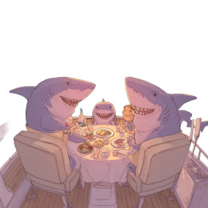 Shark Family Dinner Vinyl Car Decal Sticker – Waterproof & UV-Resistant Shark Family Dinner Vinyl Car Decal Sticker – Waterproof & UV-Resistant