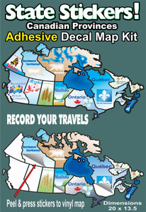 State Sticker Travel Map Sticker 800 Canadian Province Sticker; Self Adhesive Type; Permanent State Sticker; 20 Inch Length x 13-1/2 Inch Width; Vinyl Map State Sticker Travel Map Sticker 800 Canadian Province Sticker; Self Adhesive Type; Permanent State Sticker; 20 Inch Length x 13-1/2 Inch Width; Vinyl Map