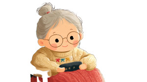 Elderly Woman Rocking Vinyl Car Decal Sticker – Waterproof & UV-Resistant 