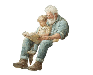 Grandfather Reading Vinyl Car Decal Sticker – Waterproof & UV-Resistant 
