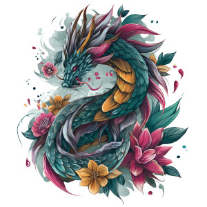 Floral Dragon Illustration Vinyl Car Decal Sticker – Waterproof & UV-Resistant Floral Dragon Illustration Vinyl Car Decal Sticker – Waterproof & UV-Resistant