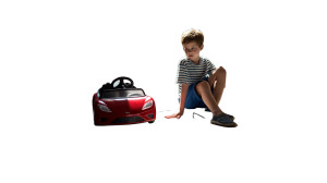 Young Boy Charging Car Vinyl Car Decal Sticker – Waterproof & UV-Resistant 