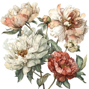 Peony Flowers Clipart Vinyl Car Decal Sticker – Waterproof & UV-Resistant Peony Flowers Clipart Vinyl Car Decal Sticker – Waterproof & UV-Resistant