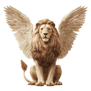 Golden Winged Lion V2 Vinyl Car Decal Sticker – Waterproof & UV-Resistant 