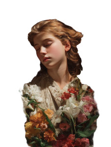 Girl With Flowers V4 Vinyl Car Decal Sticker – Waterproof & UV-Resistant 