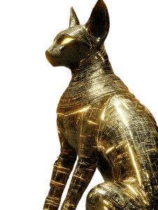 Golden Divine Cat Vinyl Car Decal Sticker – Waterproof & UV-Resistant 