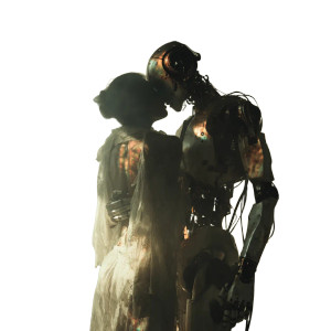 Elegant Robot Embrace Vinyl Car Decal Sticker – Waterproof & UV-Resistant 