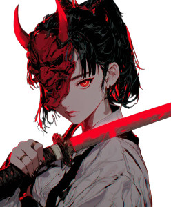 Anime Geisha Oni V2 Vinyl Car Decal Sticker – Waterproof & UV-Resistant 