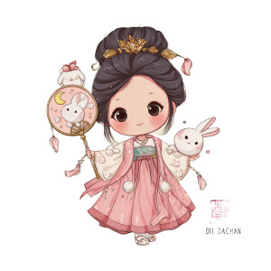 Chibi Diaochan Hanfu Vinyl Car Decal Sticker – Waterproof & UV-Resistant 