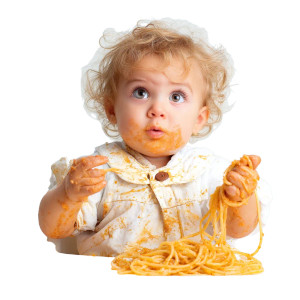 Messy Baby Eating Vinyl Car Decal Sticker – Waterproof & UV-Resistant 