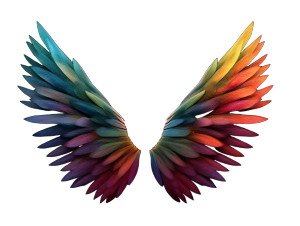 Feathered Rainbow Wings Vinyl Car Decal Sticker – Waterproof & UV-Resistant 