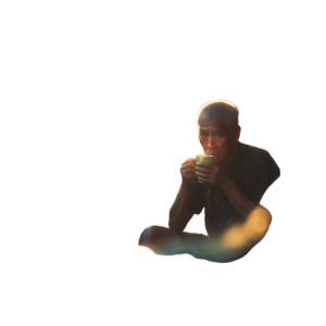 Thai Man Sipping Coffee Vinyl Car Decal Sticker – Waterproof & UV-Resistant 