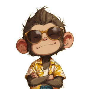Chibi Monkey Doodle Vinyl Car Decal Sticker – Waterproof & UV-Resistant 