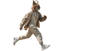 Lynx-Headed Athlete Vinyl Car Decal Sticker – Waterproof & UV-Resistant 
