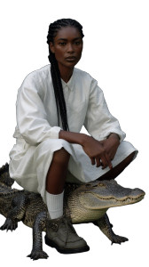 Model With Alligator Vinyl Car Decal Sticker – Waterproof & UV-Resistant 