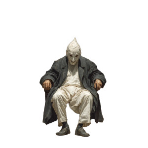 Surreal Masked Elder Vinyl Car Decal Sticker – Waterproof & UV-Resistant 