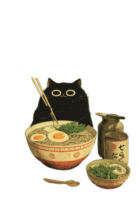 Kawaii Cat Eating Ramen Vinyl Car Decal Sticker – Waterproof & UV-Resistant 