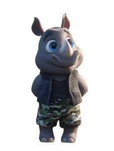 Pixar-Style Rhino Vinyl Car Decal Sticker – Waterproof & UV-Resistant 