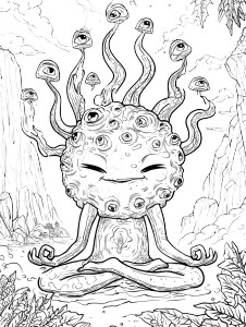Meditating Spherical Creature Vinyl Car Decal Sticker – Waterproof & UV-Resistant Meditating Spherical Creature Vinyl Car Decal Sticker – Waterproof & UV-Resistant