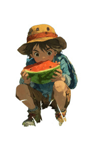 Boy Eating Watermelon Vinyl Car Decal Sticker – Waterproof & UV-Resistant Boy Eating Watermelon Vinyl Car Decal Sticker – Waterproof & UV-Resistant