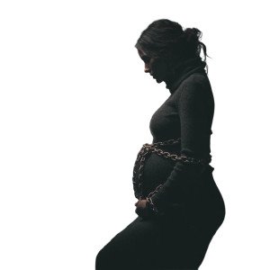Pregnant Woman Shackled Vinyl Car Decal Sticker – Waterproof & UV-Resistant 