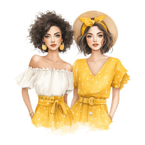 Girls In Yellow Vinyl Car Decal Sticker – Waterproof & UV-Resistant 