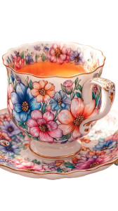 Floral Porcelain Teacup Vinyl Car Decal Sticker – Waterproof & UV-Resistant Floral Porcelain Teacup Vinyl Car Decal Sticker – Waterproof & UV-Resistant