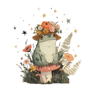 Frog With Flower Hat Vinyl Car Decal Sticker – Waterproof & UV-Resistant 