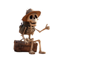Skeleton Traveler Vinyl Car Decal Sticker – Waterproof & UV-Resistant 
