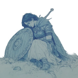 Medieval Warrior Sleeping Vinyl Car Decal Sticker – Waterproof & UV-Resistant 