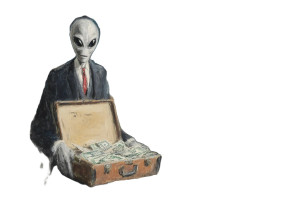Grey Alien Briefcase Vinyl Car Decal Sticker – Waterproof & UV-Resistant 