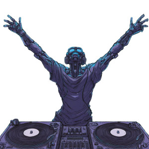 Cyber Cyborg Dj Vinyl Car Decal Sticker – Waterproof & UV-Resistant 