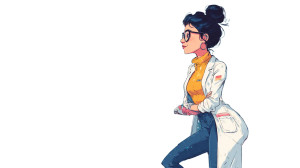 Female Scientist Experimenting Vinyl Car Decal Sticker – Waterproof & UV-Resistant 