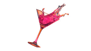 Tipping Martini Glass Vinyl Car Decal Sticker – Waterproof & UV-Resistant 