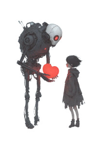 Robotic Heart'S Embrace Vinyl Car Decal Sticker – Waterproof & UV-Resistant 