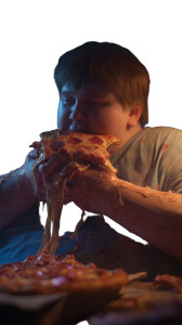 Obese Teen Eating Vinyl Car Decal Sticker – Waterproof & UV-Resistant 