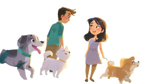 Happy Dog Walk V2 Vinyl Car Decal Sticker – Waterproof & UV-Resistant 