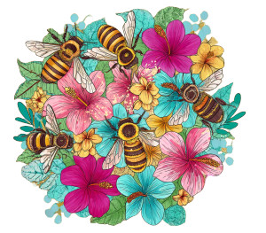 Vibrant Bees & Flowers Vinyl Car Decal Sticker – Waterproof & UV-Resistant 