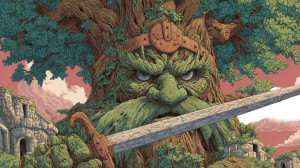 Angry Tree Warrior Vinyl Car Decal Sticker – Waterproof & UV-Resistant 