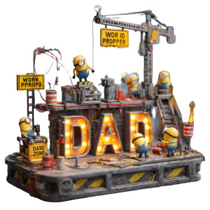 Minion Dad Diorama Vinyl Car Decal Sticker – Waterproof & UV-Resistant 